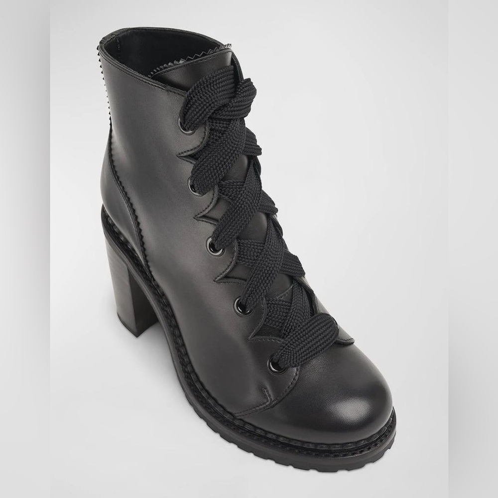The Office of Angela Scott Mrs. Keira Leather Lace-Up Booties - sz 36